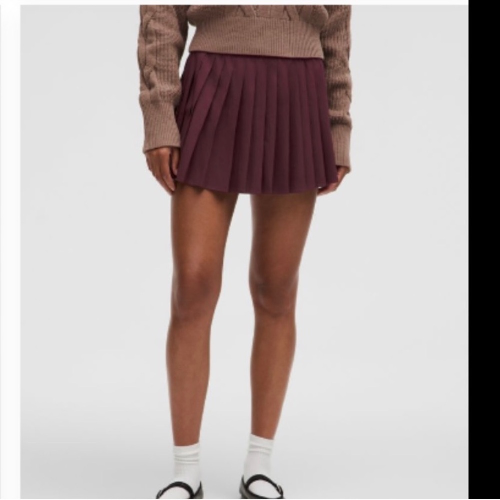 NWT Lululemon High Rise Pleated Tennis Skirt Garnet Burgundy 14 New